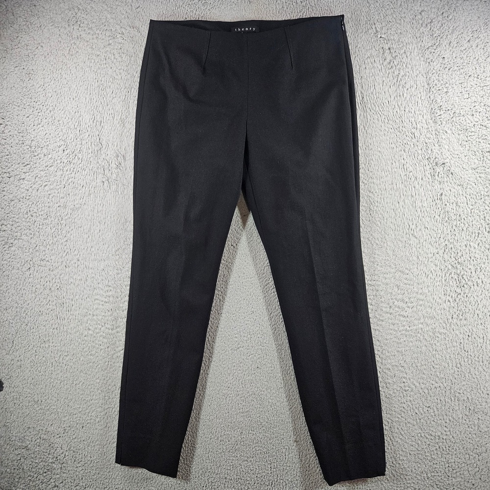 Theory Belisa‎ Basis Black Slim Fit Side Zip Trousers Pants Women Size 8